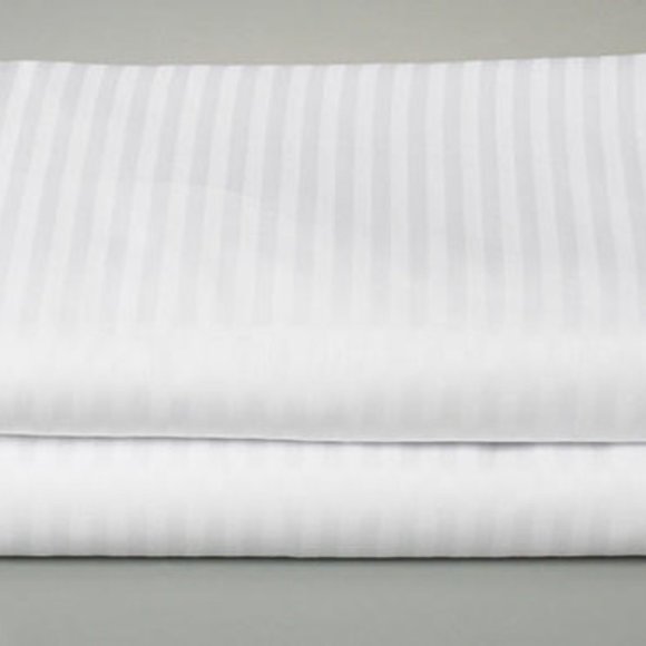 100 Cotton White Stripe One Flat Sheet King Size 108 x 108 - Picture 2 of 2